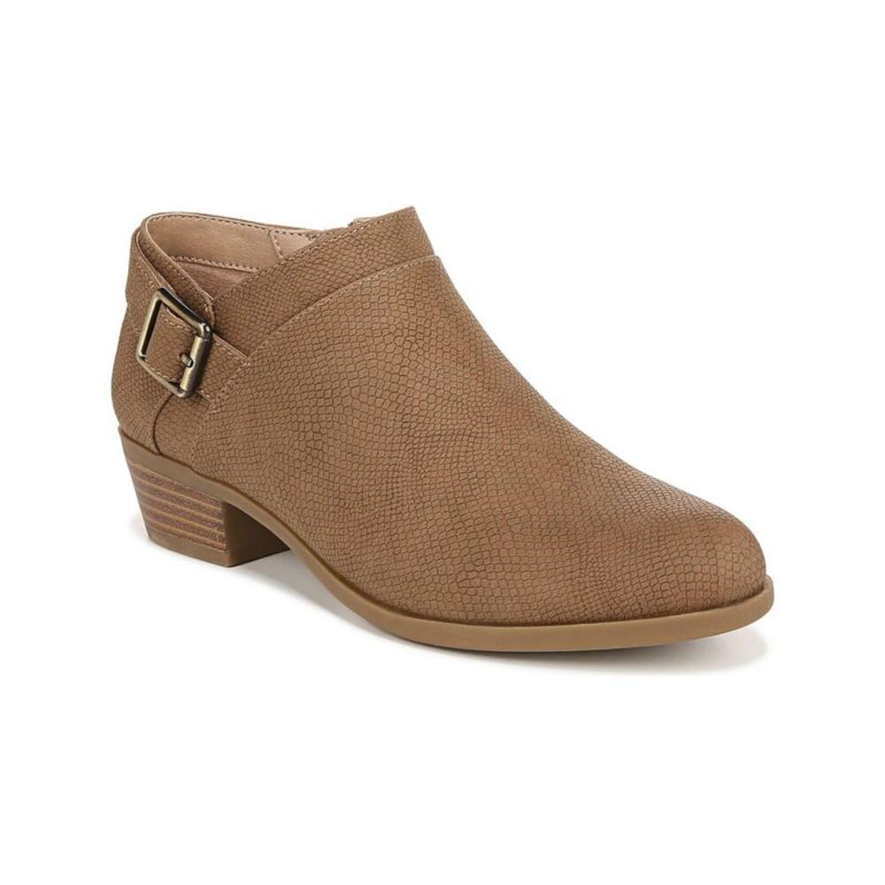 LIFE STRIDE VELOCITY Womens Beige Snake Alexi Almond Stacked Heel Booties 7 M